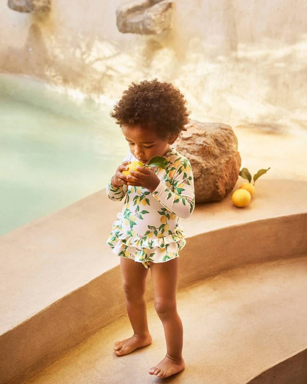 NEW MOLO kid's narice mini rashguard swimsuit in yellow